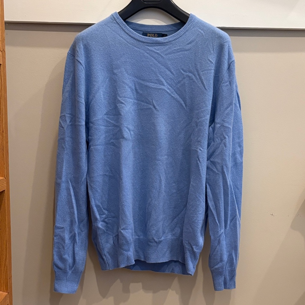 Polo by Ralph Lauren Men's Light Blue Crewneck Sweater
